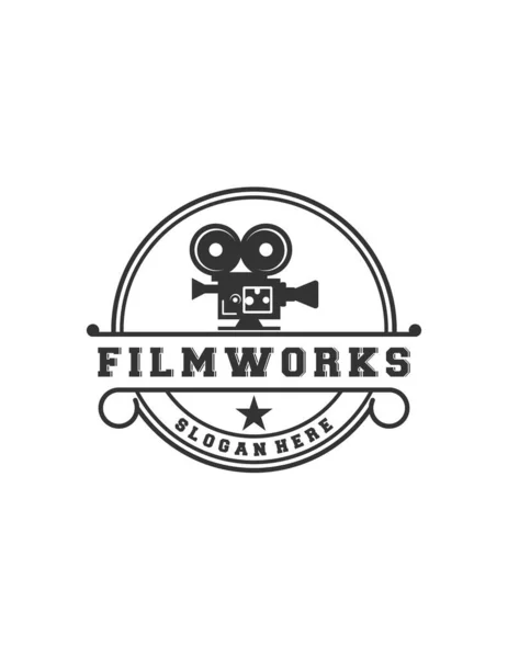 Vektor För Filmverkets Logotyp Med Kamera — Stock vektor