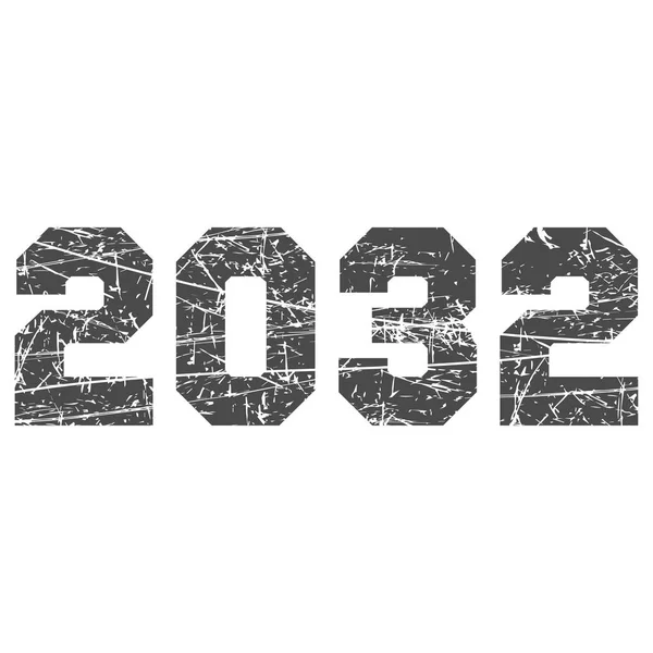 Numero 2032 Grunge Sfondo Bianco — Vettoriale Stock