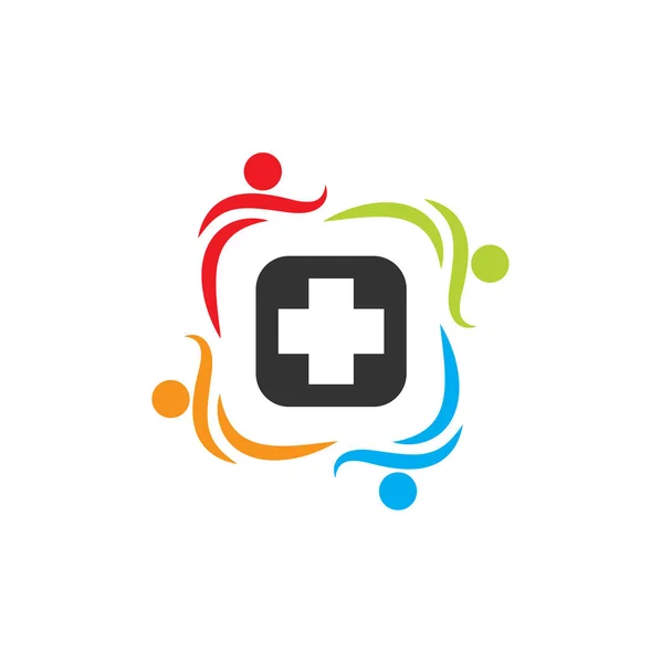 Digital Illustration Creative Colorful Human Medical Team Brand Logo Design — Stock Vector
