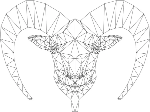 Ilustração Linhas Vetoriais Polígono Geométrico Abstrato Cabeça Carneiro Animais —  Vetores de Stock