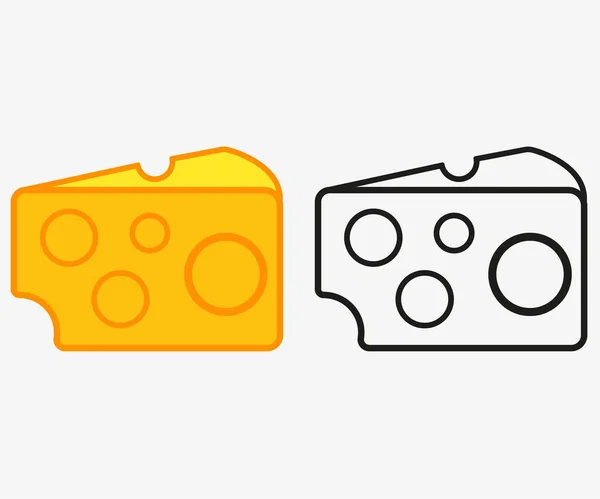 一个有孔的黄色奶酪和奶酪的黑色轮廓的数字图像 — 图库矢量图片