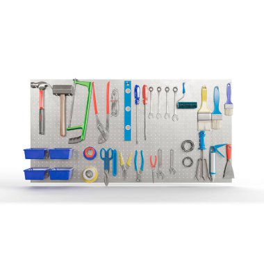 Beyaz arkaplanda izole edilmiş bir araç tutucu panelinin 3B çizimi