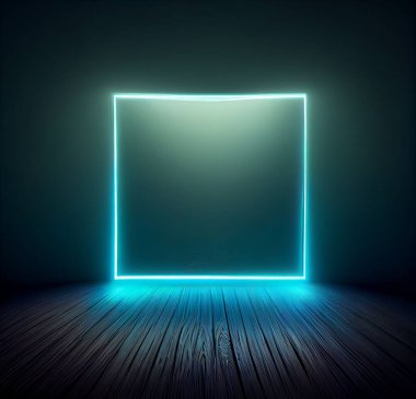 Koyu arkaplanda parlayan parlak mavi bir karenin 3 boyutlu görüntüsü