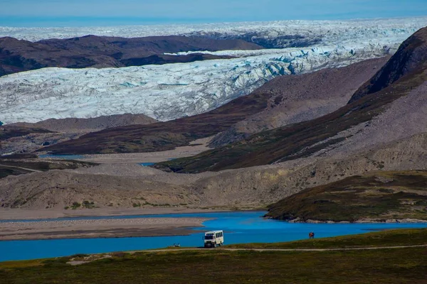 Los Tours Autobús Groenlandia Alrededor Kangerlussuaq Glaciar Russell — Foto de Stock