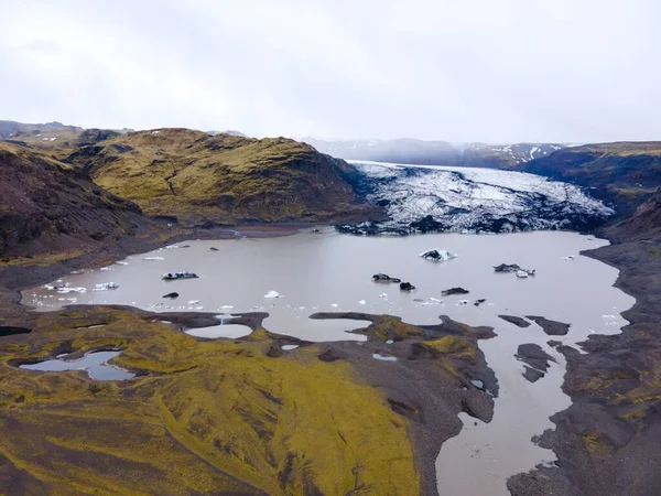Una Vista Aérea Enorme Lecho Río Delta Sistema Ríos Glaciares — Foto de Stock