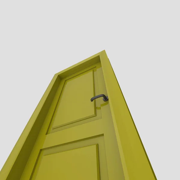 Gelb Holz Innentür Set Illustration Unterschiedlich Offen Geschlossen Isoliert Weißer — Stockfoto