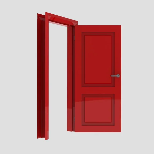 Rosso Interno Legno Porta Illustrazione Diverso Aperto Chiuso Insieme Isolato — Foto Stock