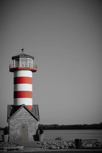 Pionowy Selektywny Kolor Grafton Illinois Lighthouse Stany Zjednoczone Ameryki — Zdjęcie stockowe