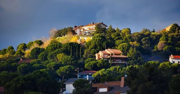 Wide Angle Robledo Chavela Beautiful Modern Houses Green Hills Madrid — Stock Photo, Image