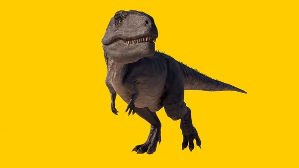 Illustration Giganotosaurus Dinosaur Walking Its Big Teeth Showing Yellow Background — Stock Photo, Image