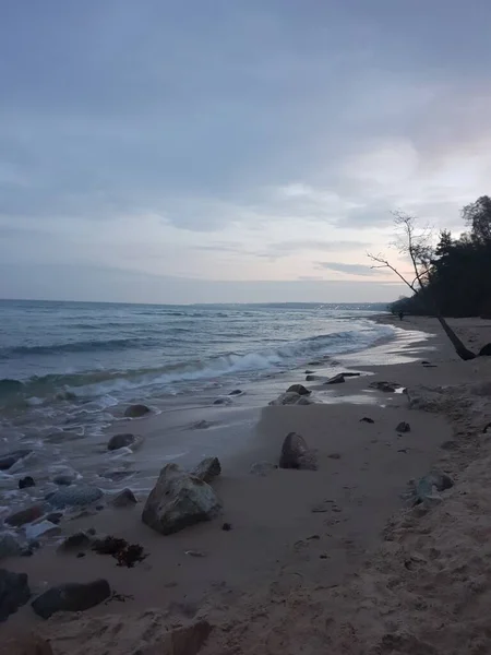 Живописный Снимок Пляжа Мечтательном Закате — стоковое фото