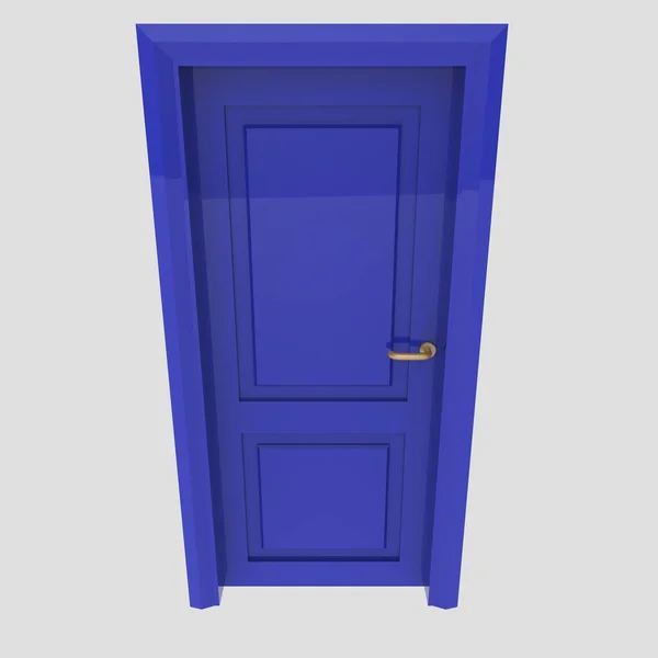 蓝色木制内门 不同的开着的闭锁的白色背景 — 图库照片