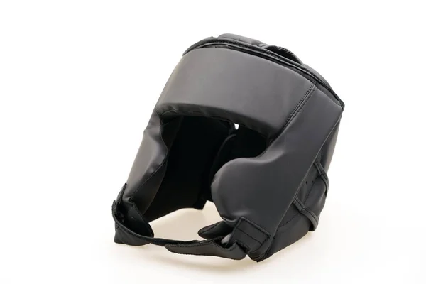 白い背景に隔離された単一の黒のボクシングヘルメット — ストック写真