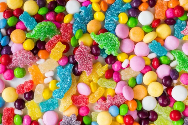 Gros Plan Bonbons Colorés Sur Fond — Photo