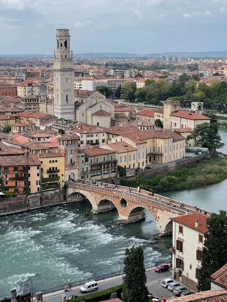 Una Toma Aérea Vertical Verona Tarde Italia —  Fotos de Stock