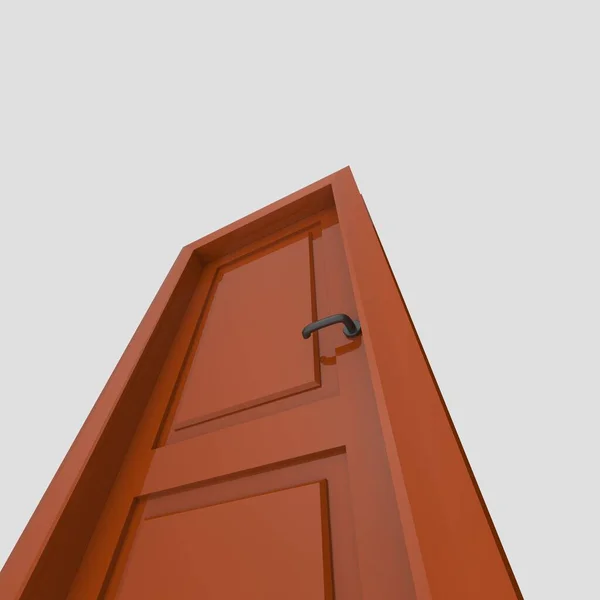オレンジの木製のインテリアセットのドアのイラスト異なるオープン閉じた隔離された白い背景 — ストック写真