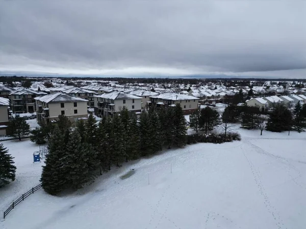 Красивый Снимок Сельской Местности Покрытой Снегом Серым Снегом — стоковое фото