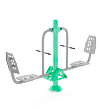 Beyaz arka planda izole edilmiş bir dış mekan egzersiz makinesinin üç boyutlu bir çizimi