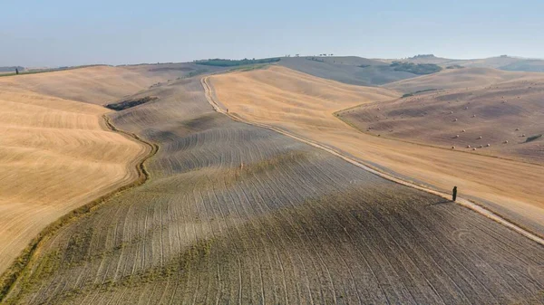 Aerial View Tuscany Fields Located Italy Seen Beautiful Sunny Day — Stock Photo, Image