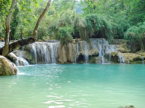 Fantastický Pohled Přírodu Kuang Vodopády Luang Probang Laos — Stock fotografie