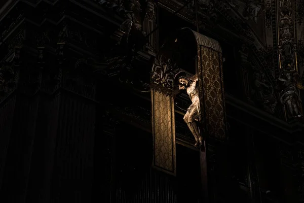 Plan Rapproché Statue Jésus Dans Duomo Milano — Photo