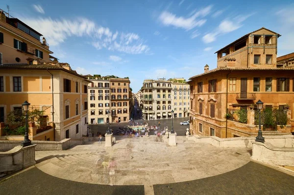 Plaza Van Spanje Met Een Bewolkte Blauwe Lucht Achtergrond Rome — Stockfoto