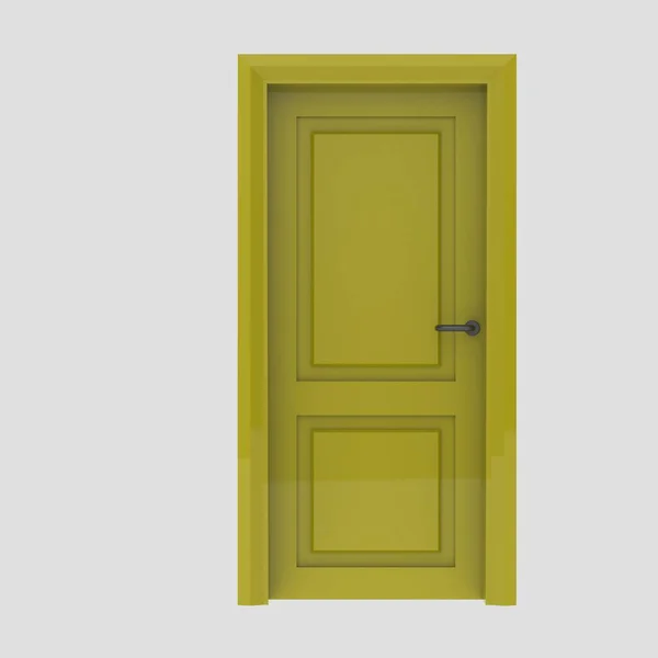 Gelb Holz Innentür Set Illustration Unterschiedlich Offen Geschlossen Isoliert Weißer — Stockfoto