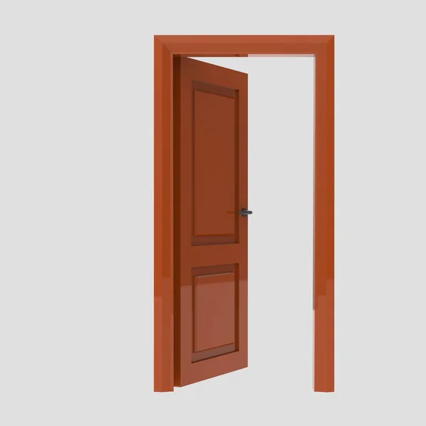 Pomarańczowy Drewniane Wnętrze Zestaw Drzwi Ilustracja Różne Otwarte Zamknięte Odizolowane — Zdjęcie stockowe