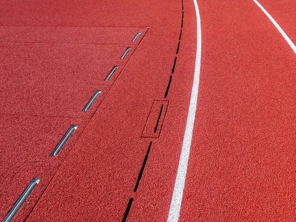 Photo Running Track Slot Drain Cleanout Adjacent Steeplechase — Stock Photo, Image