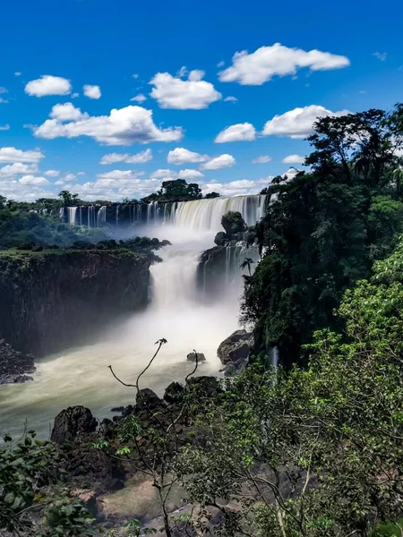 Vertikal Bild Den Fascinerande Iguazu Faller Argentina — Stockfoto