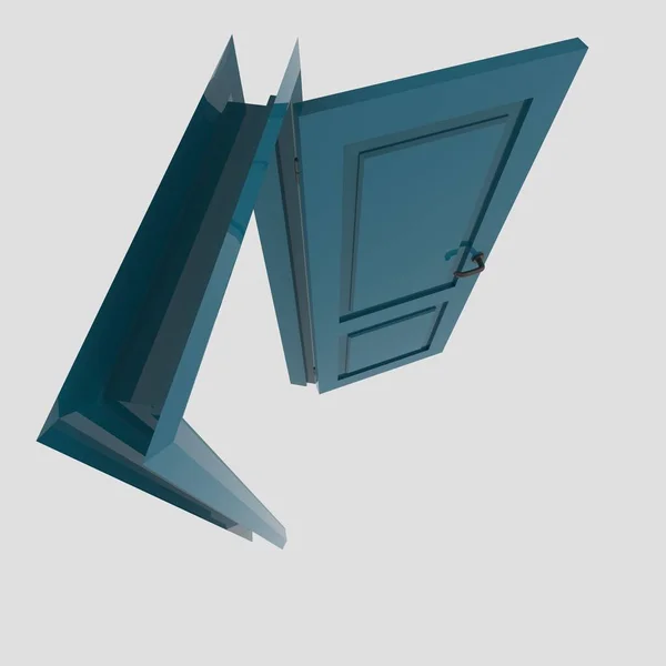 Ξύλινη Εσωτερική Πόρτα Εικονογράφηση Που Διαφορετικά Ανοιχτό Κλειστό Απομονωμένο Λευκό — Φωτογραφία Αρχείου