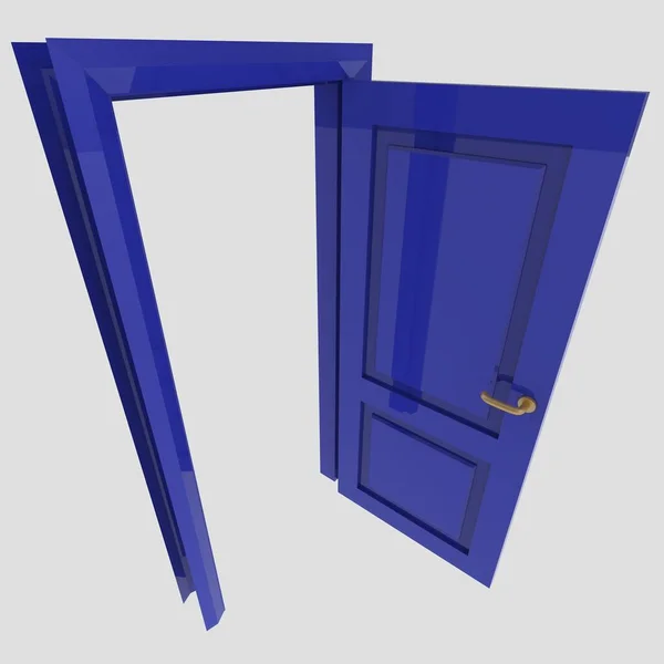 Синій Дерев Яний Набір Міжкімнатних Дверей Ілюстрація Різні Відкриті Закриті — стокове фото