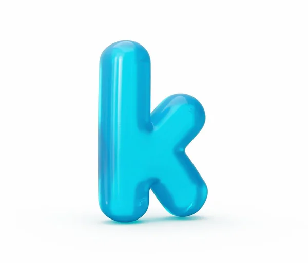 白い背景に隔離された青い風船K文字の3Dイラスト — ストック写真