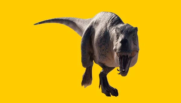 Dinosaurie Kung Acrocanthosaurus Isolerad Gul Bakgrund — Stockfoto