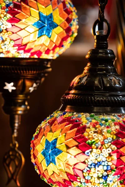 Traditional Colourful Lamps Sale Bath Christmas Market — Stock Photo, Image