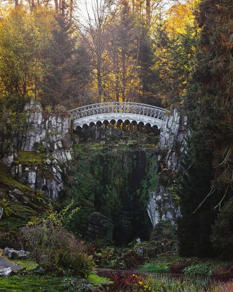 Vue Verticale Ancien Pont Automne Bergpark Wilhelmshohe Kassel Hesse Allemagne — Photo