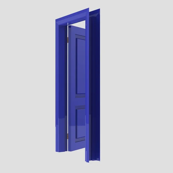 Azul Conjunto Madeira Porta Interior Ilustração Diferente Aberto Fechado Isolado — Fotografia de Stock