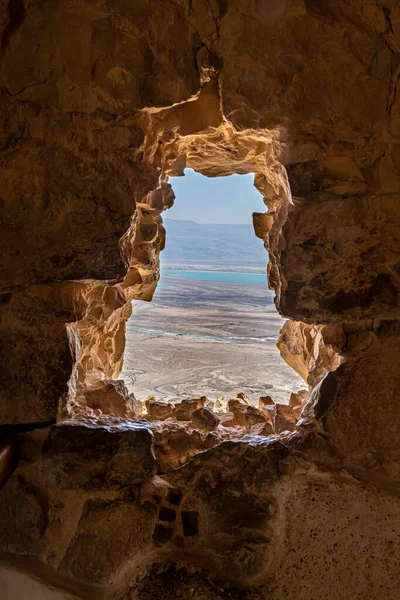 Plan Vertical Trou Dans Mur Masada Israël — Photo