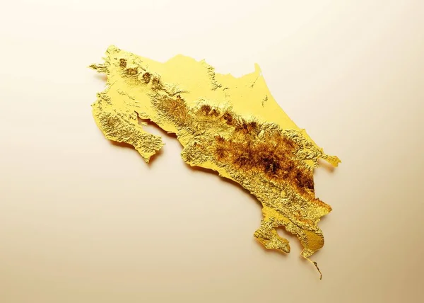 Altın Kosta Rika Haritasının Boyutlu Bir Çizimi — Stok fotoğraf