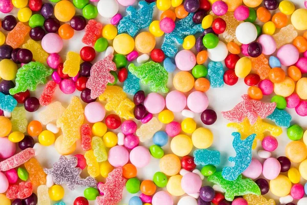 Een Geassorteerde Mix Van Diverse Kleurrijke Snoepjes Gelei — Stockfoto