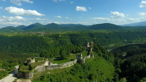 Вид Повітря Старий Замок Гірському Пейзажі — стокове фото
