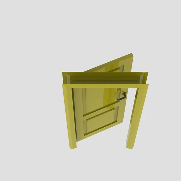 Κίτρινο Ξύλινο Εσωτερικό Πόρτα Που Εικονογράφηση Διαφορετικά Ανοιχτό Κλειστό Απομονωμένο — Φωτογραφία Αρχείου