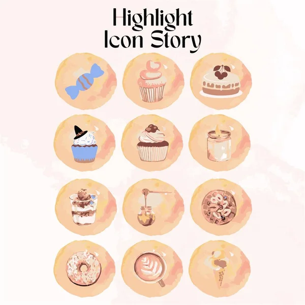 A set of social media highlight icons with desserts - perfect for a food blog