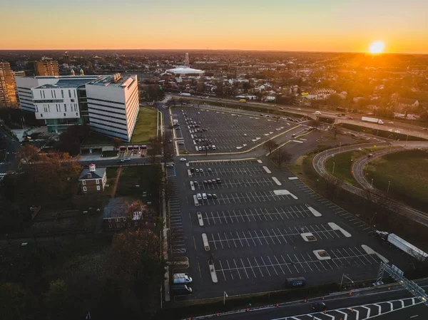 Вид Воздуха Восход Солнца Над Зданиями Центре Трентона Нью Джерси — стоковое фото