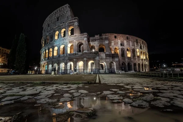Utsikten Över Colosseum Natten Rom Italien — Stockfoto
