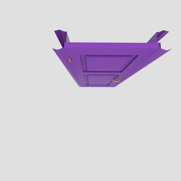 紫色木门插画设置不同的开闭隔离白色背景 — 图库照片