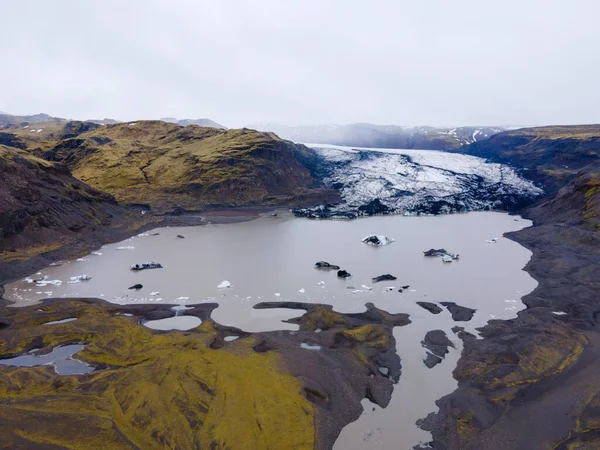 Aerial Drone View Huge Riverbed Delta Glacial River System Iceland — Stock Photo, Image