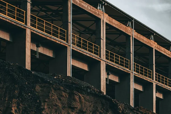 stock image An empty building with yellow railings under construction