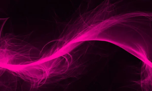 黒を背景にした抽象的な形のシルキーピンクの煙 — ストック写真