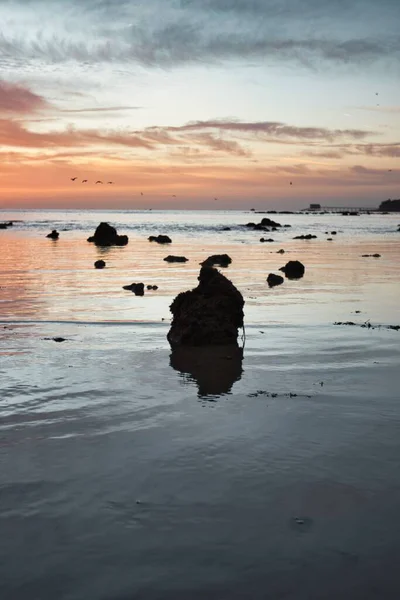 Plano Vertical Playa Amanecer Isla Wight — Foto de Stock